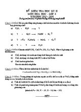 Đề kiểm tra học kỳ II môn Hóa học - Lớp 8 - Năm học 2015  2016